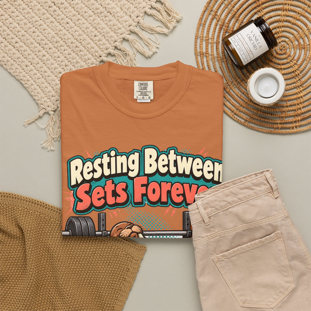 funny gym shirt Resting Between Sets Forever Shirt, Funny Lifting Graphic Shirt, Comfort Colors