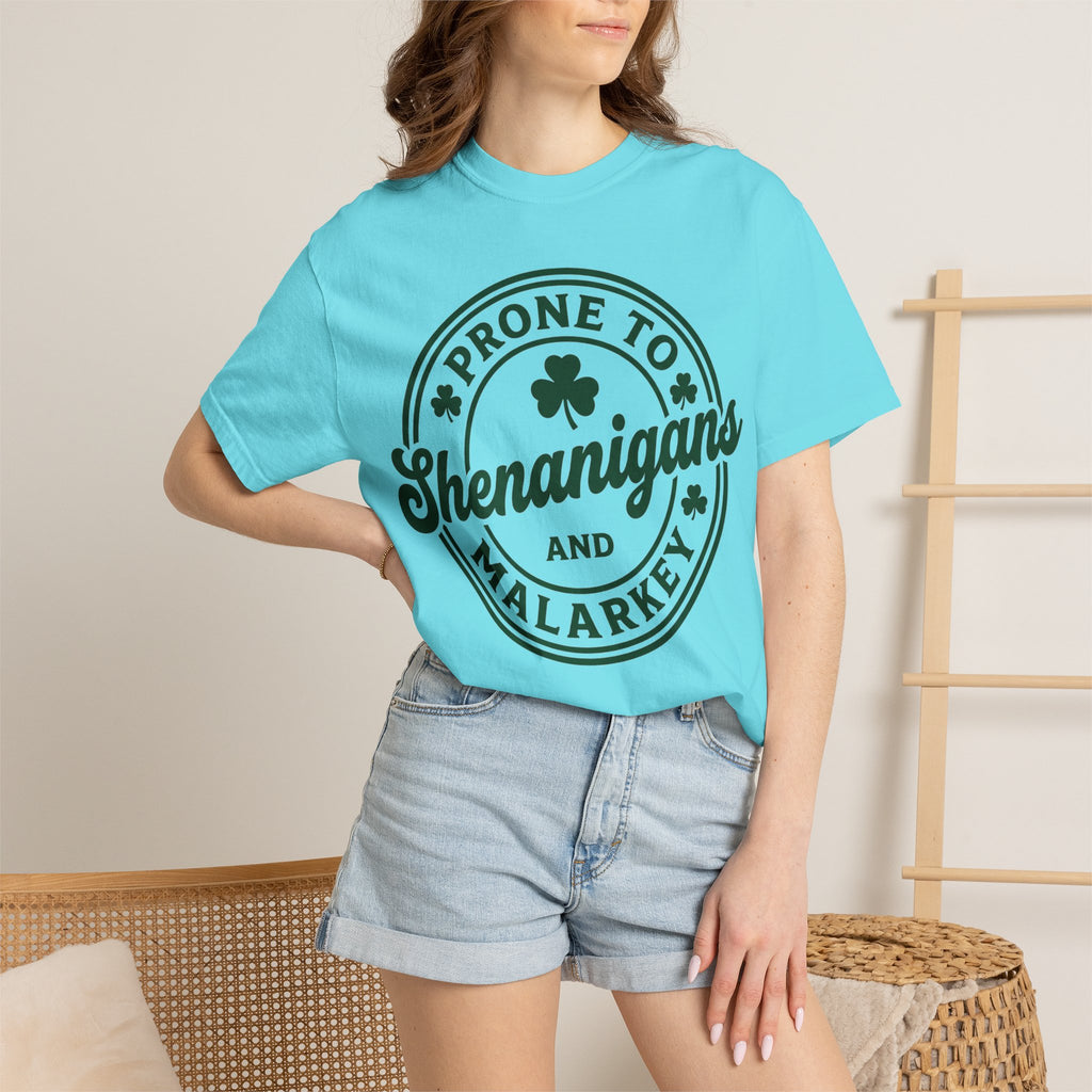 Prone To Shenanigans And Malarkey Bold Shirt, Irish Stamp Badge Tee, Funny St Patricks Shirt, Irish Gift