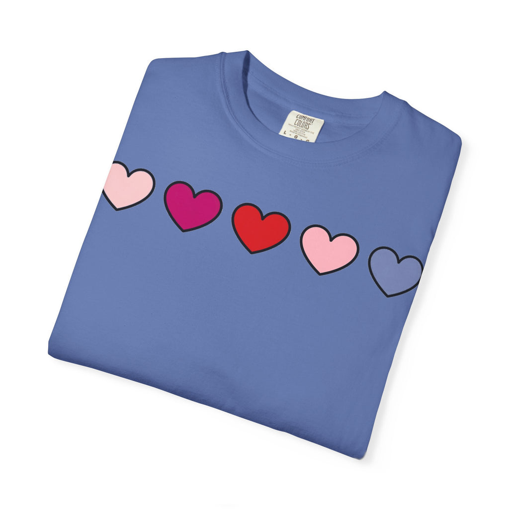 Five Pink Hearts Shirt, Minimal Valentine Heart Row Tee, Pastel Heart Shirt, Valentines Gift