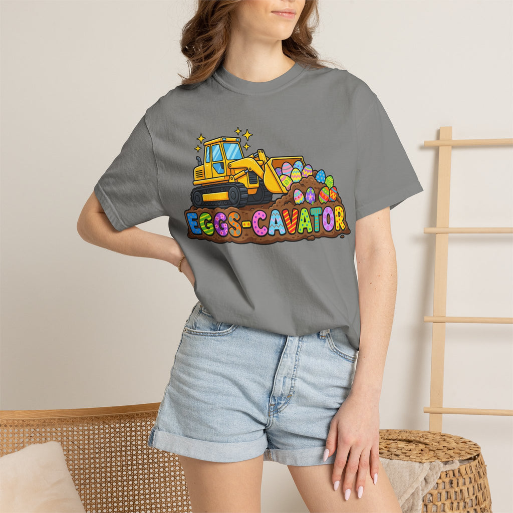 Eggs-Cavator Shirt, Funny Easter Digger Tee, Construction Easter Egg Shirt, Toddler Boy Easter Gift