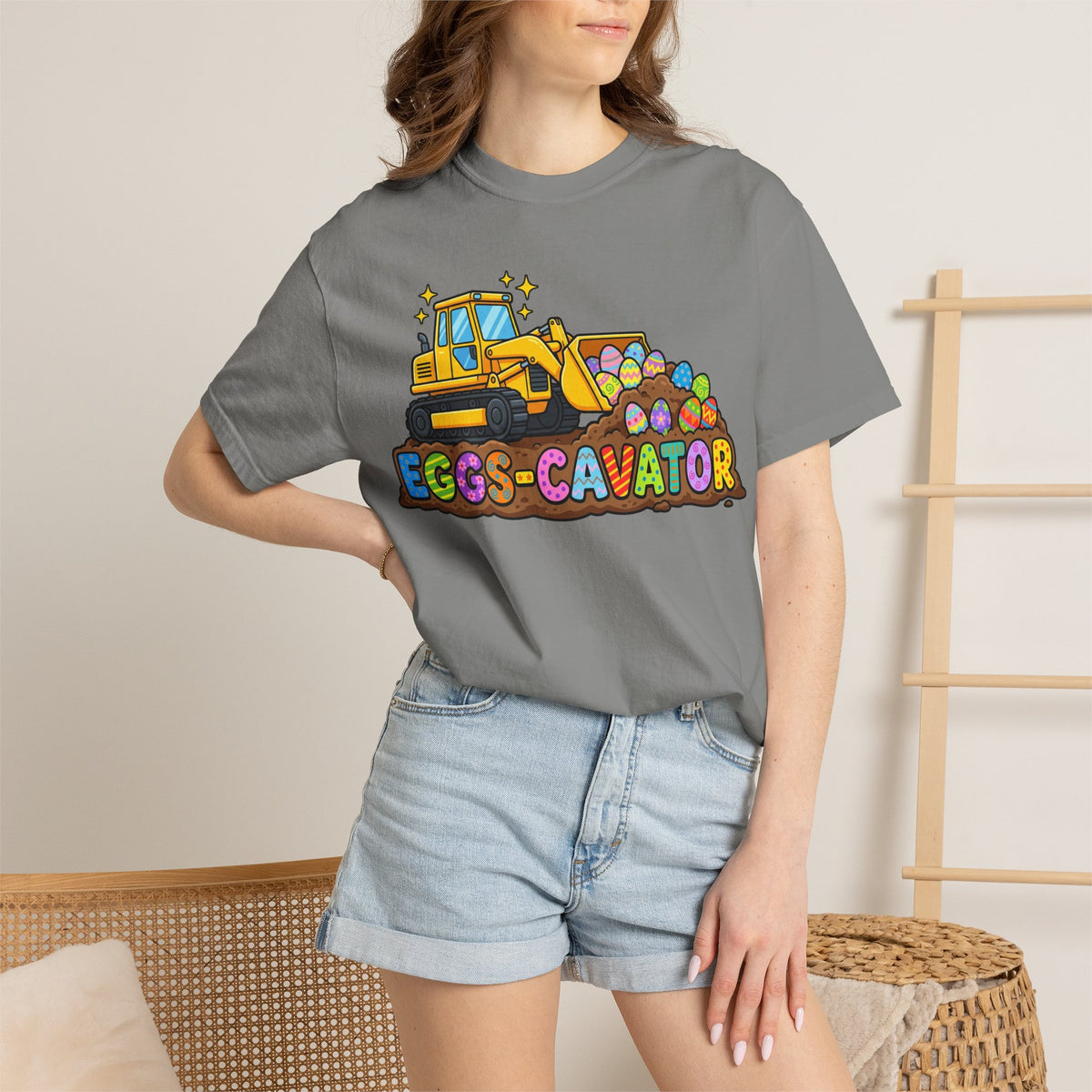 Eggs-Cavator Shirt, Funny Easter Digger Tee, Construction Easter Egg Shirt, Toddler Boy Easter Gift