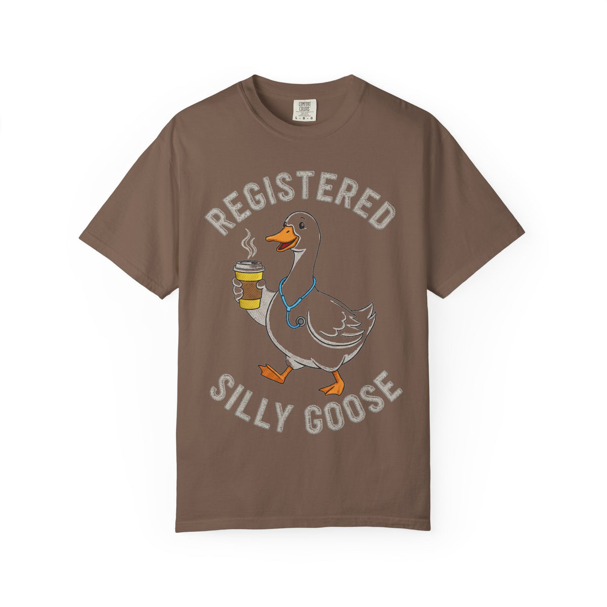 Registered Silly Goose Coffee Cup Shirt, Faux Stitch Nurse Goose Tee, Funny Nurse Shirt, RN Gift