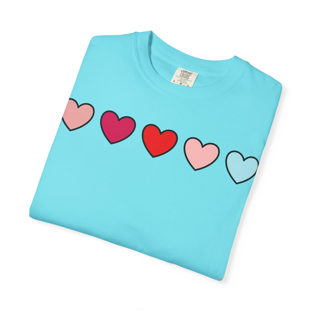 Row Of Hearts Shirt, Minimal Pink Heart Line Tee, Simple Valentine Shirt, Galentines Gift