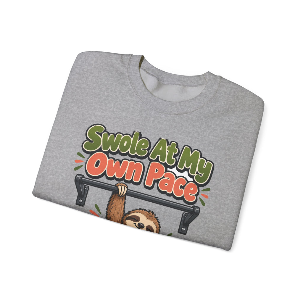 Funny Gym Sweatshirt Swole At My Own Pace | Sloth Weightlifting Sweatshirt | Funny Workout Sweatshirt | Gym Gift