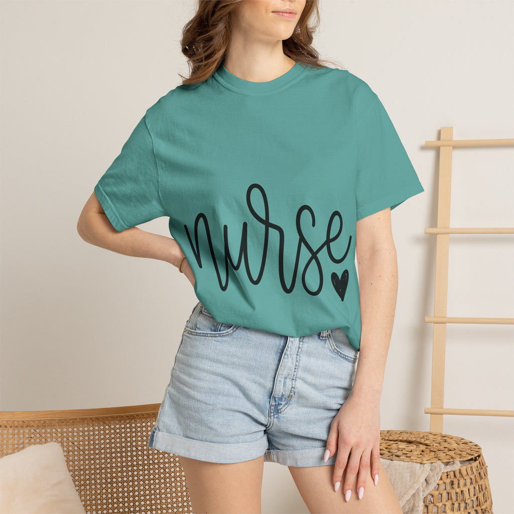 Nurse Script Shirt, Hand Lettered Nurse Heart Tee, Minimal RN Shirt, Nurse Gift