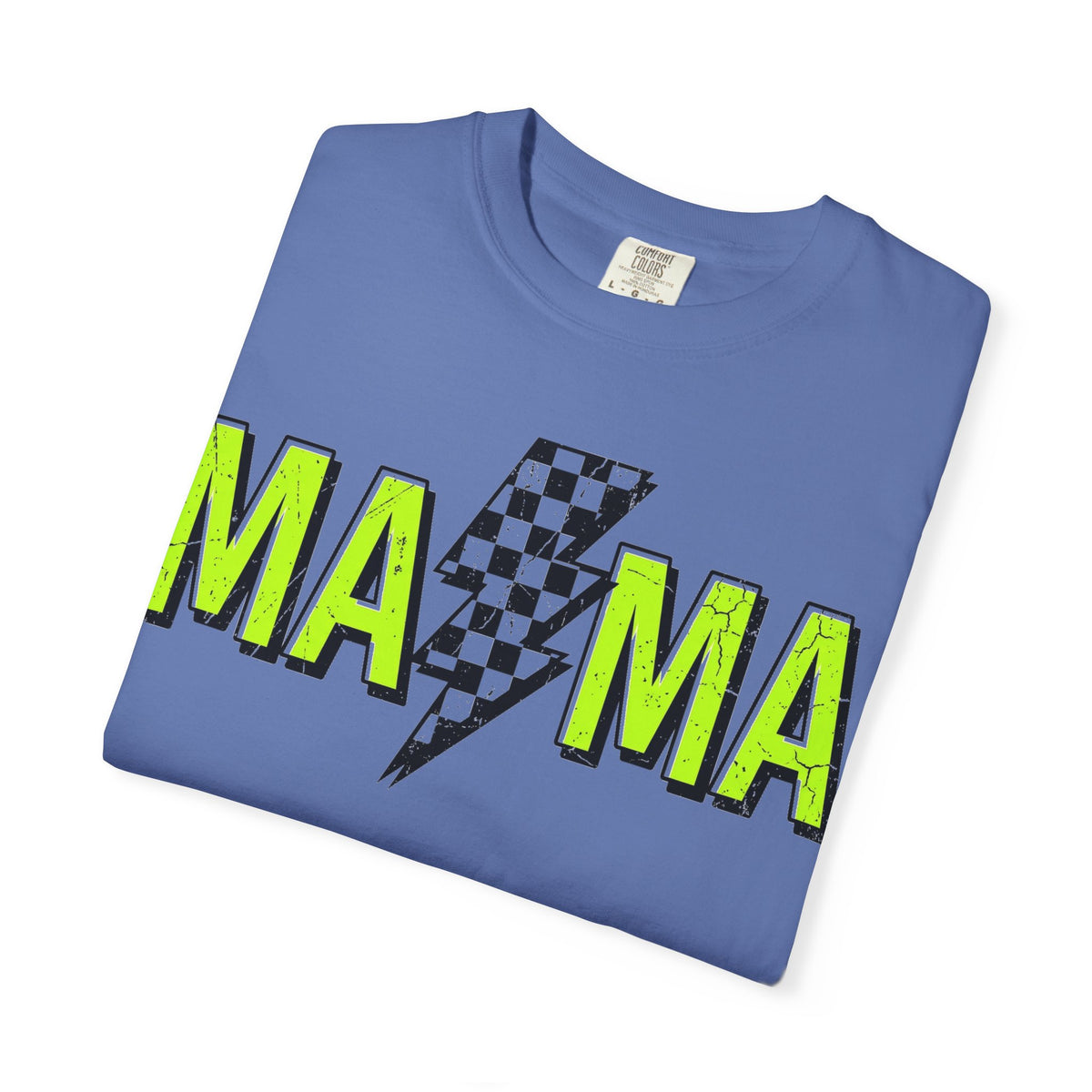 Mama Lightning Bolt Shirt, Neon Green Checkered Bolt Tee, Edgy Mom Shirt, Mama Gift