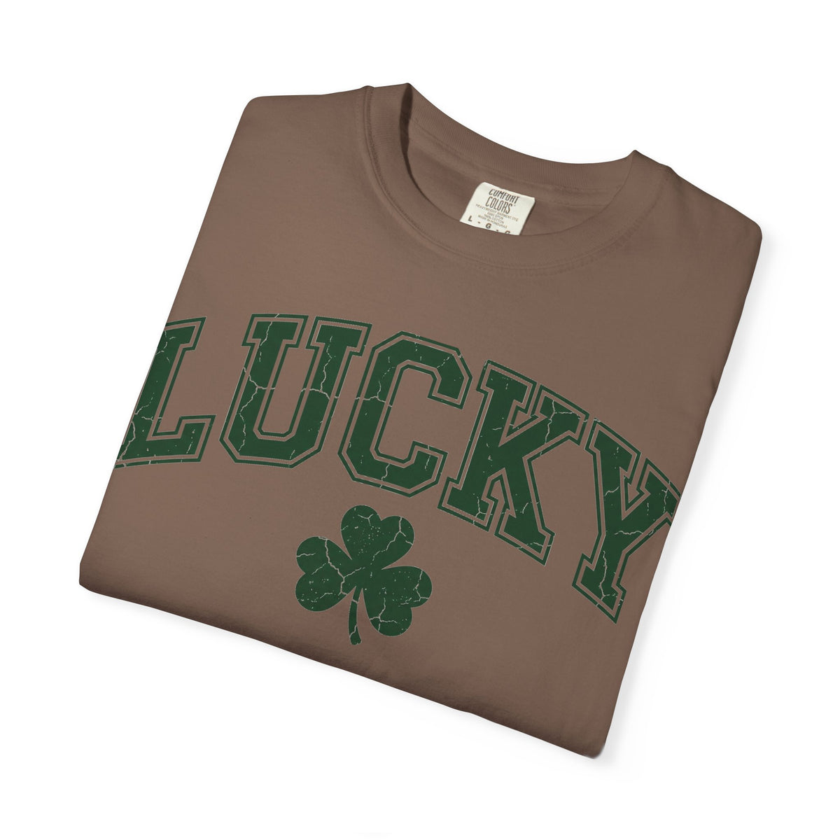 Lucky Shamrock Varsity Shirt, Distressed Green Clover Tee, St Patricks Day Collegiate Shirt, Irish Gift