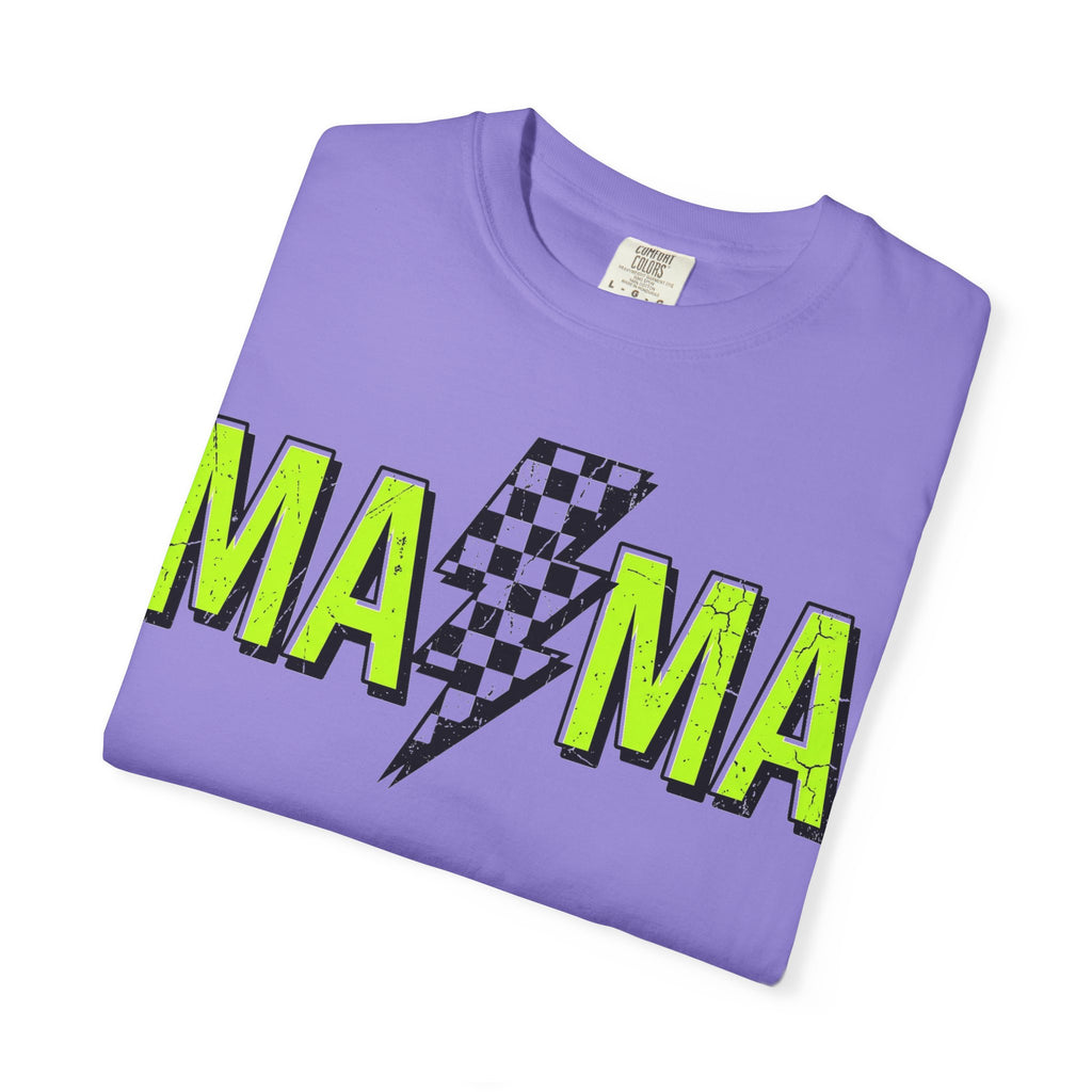 Mama Lightning Bolt Shirt, Neon Green Checkered Bolt Tee, Edgy Mom Shirt, Mama Gift