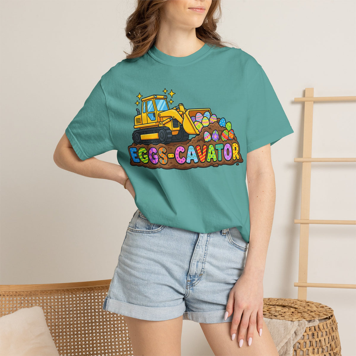 Eggs-Cavator Shirt, Funny Easter Digger Tee, Construction Easter Egg Shirt, Toddler Boy Easter Gift