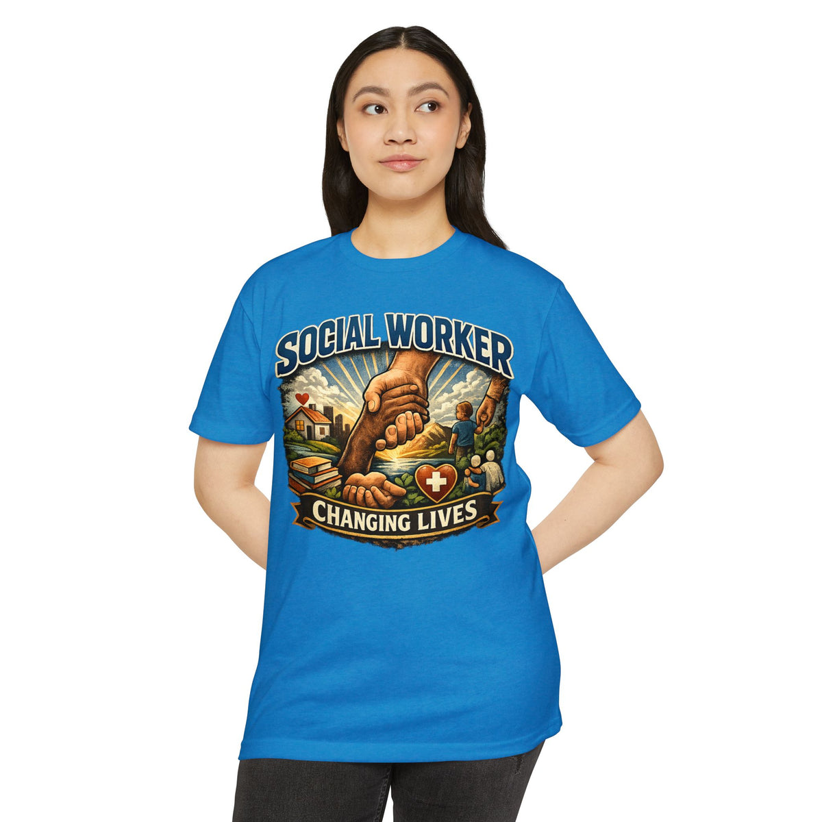 Social Worker T-Shirt — "Changing Lives" Graphic Tee for Caregivers & Advocates
