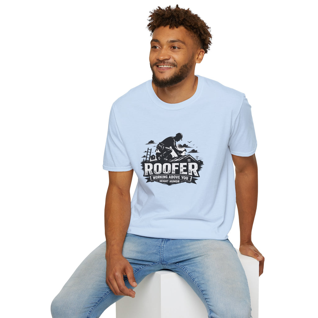 Roofer Working Above You T-Shirt — Vintage Roofer Roofing Crew Tee