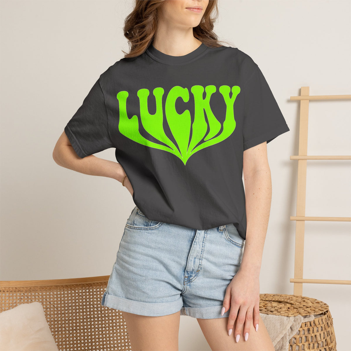 Lucky Drippy Type Shirt, Neon Green Psychedelic Tee, Retro St Patricks Day Shirt, Rave Gift