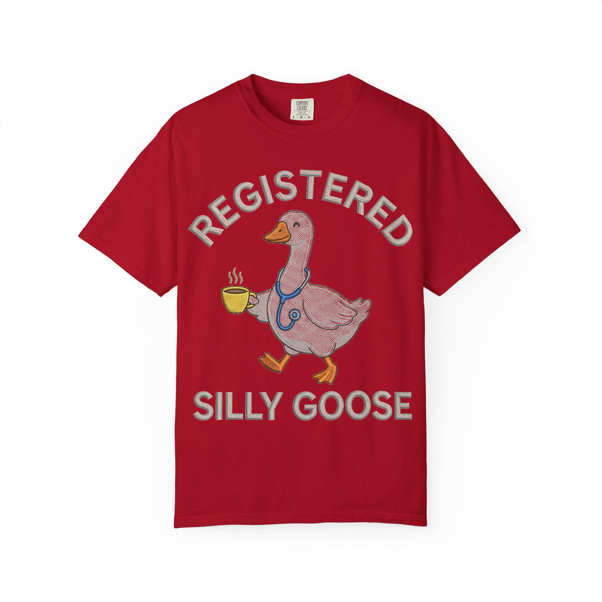 Registered Silly Goose Straight Text Shirt, Embroidered Look Nurse Goose Tee, Funny RN Shirt, Nurse Gift