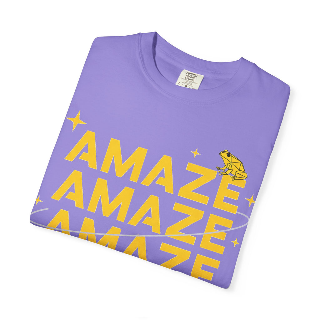 Amaze Amaze Amaze Amaze Shirt, Four Line Retro Type Tee, Frog Sparkle Graphic Shirt, Trendy Gift