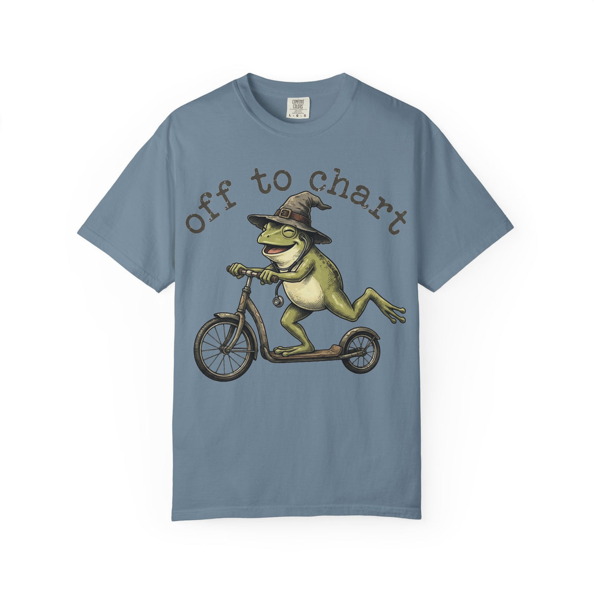 Off To Chart Grinning Frog Shirt, Nurse Frog Scooter Tee, Funny Charting Shirt, RN Gift