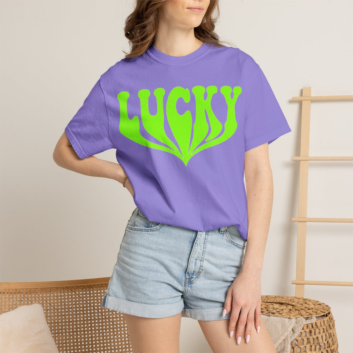 Lucky Drippy Type Shirt, Neon Green Psychedelic Tee, Retro St Patricks Day Shirt, Rave Gift
