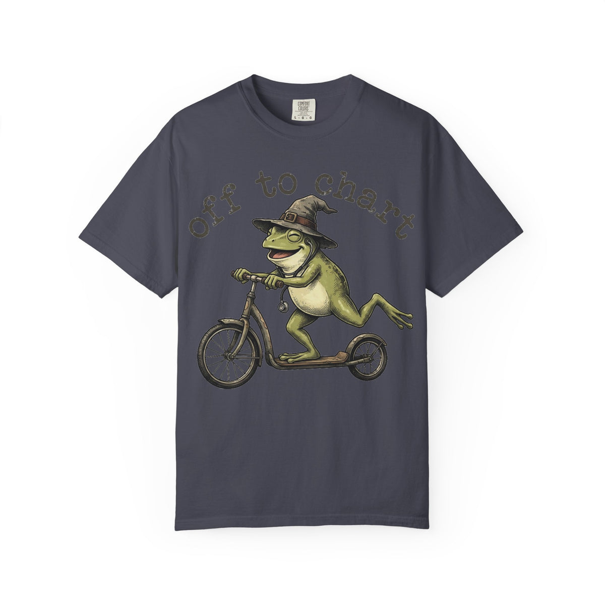 Off To Chart Grinning Frog Shirt, Nurse Frog Scooter Tee, Funny Charting Shirt, RN Gift