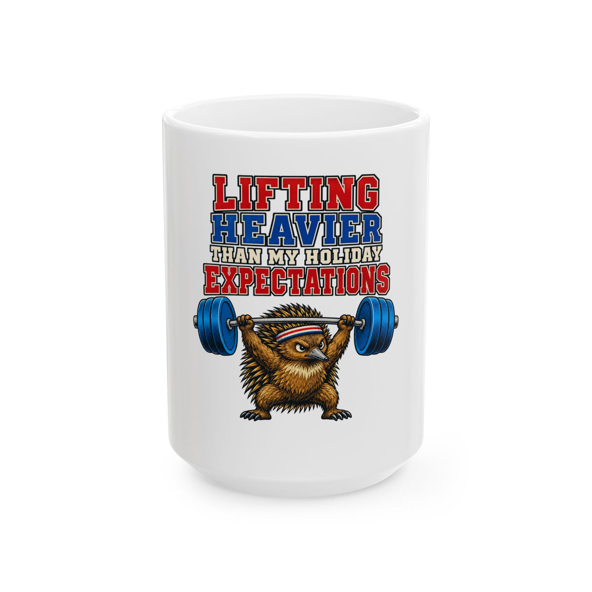 Lifting Heavier Than My Holiday Expectations Mug, Funny Gym Lover Christmas Gift, Secret Santa Stocking Stuffer, 11oz 15oz Coffee Mug