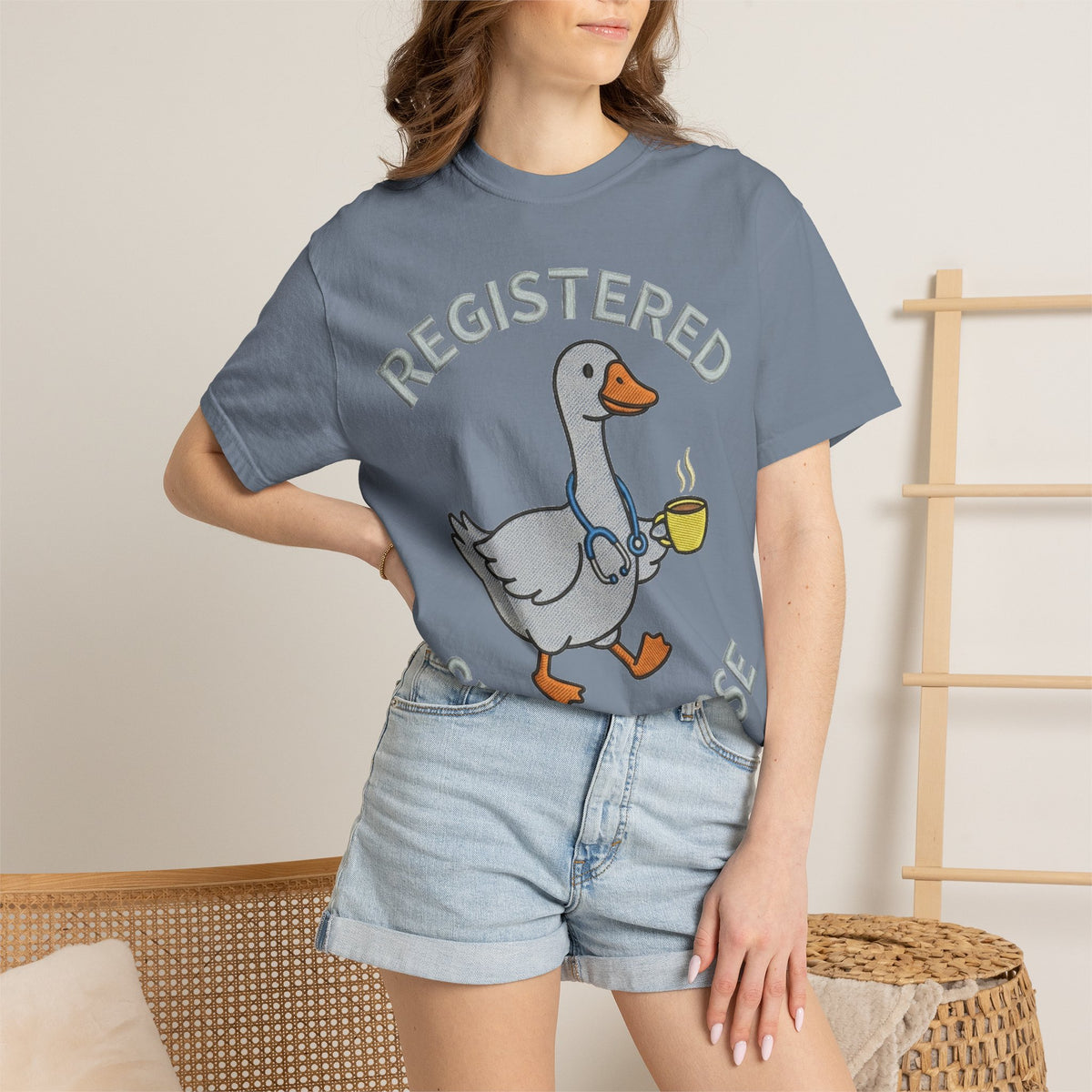 Registered Silly Goose Shirt, Faux Embroidery Nurse Goose Tee, Funny RN Shirt, Nurse Gift