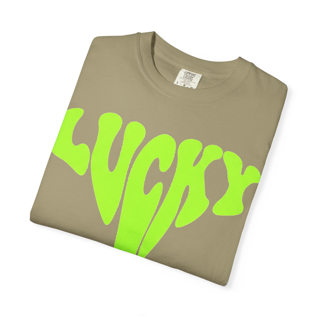 Lucky Drip Shirt, Neon Psychedelic Lettering Tee, Trippy St Patricks Day Shirt, Rave Gift