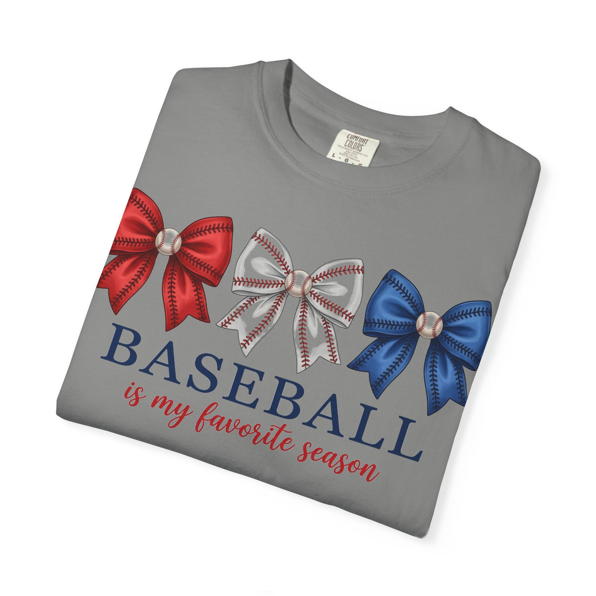 Baseball Is My Favorite Season Tee, Small Bow Trio Baseball Shirt, Coquette Sports Mom Shirt, Game Day Gift