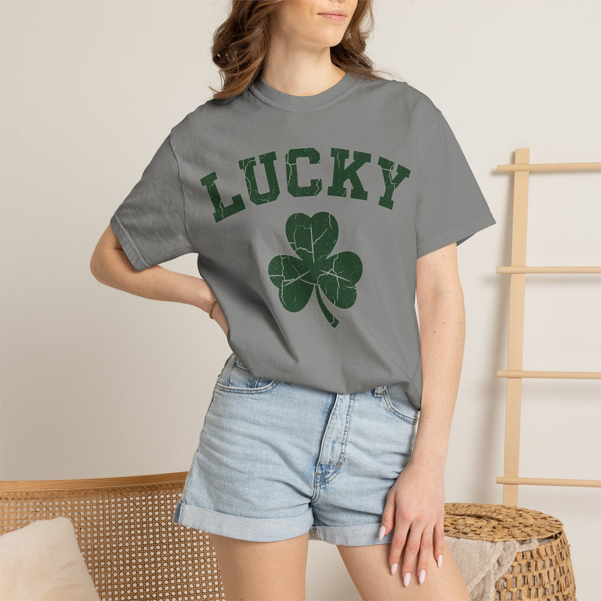 Lucky Big Shamrock Shirt, Bold Varsity Clover Tee, St Patricks Day Shirt, Irish Gift