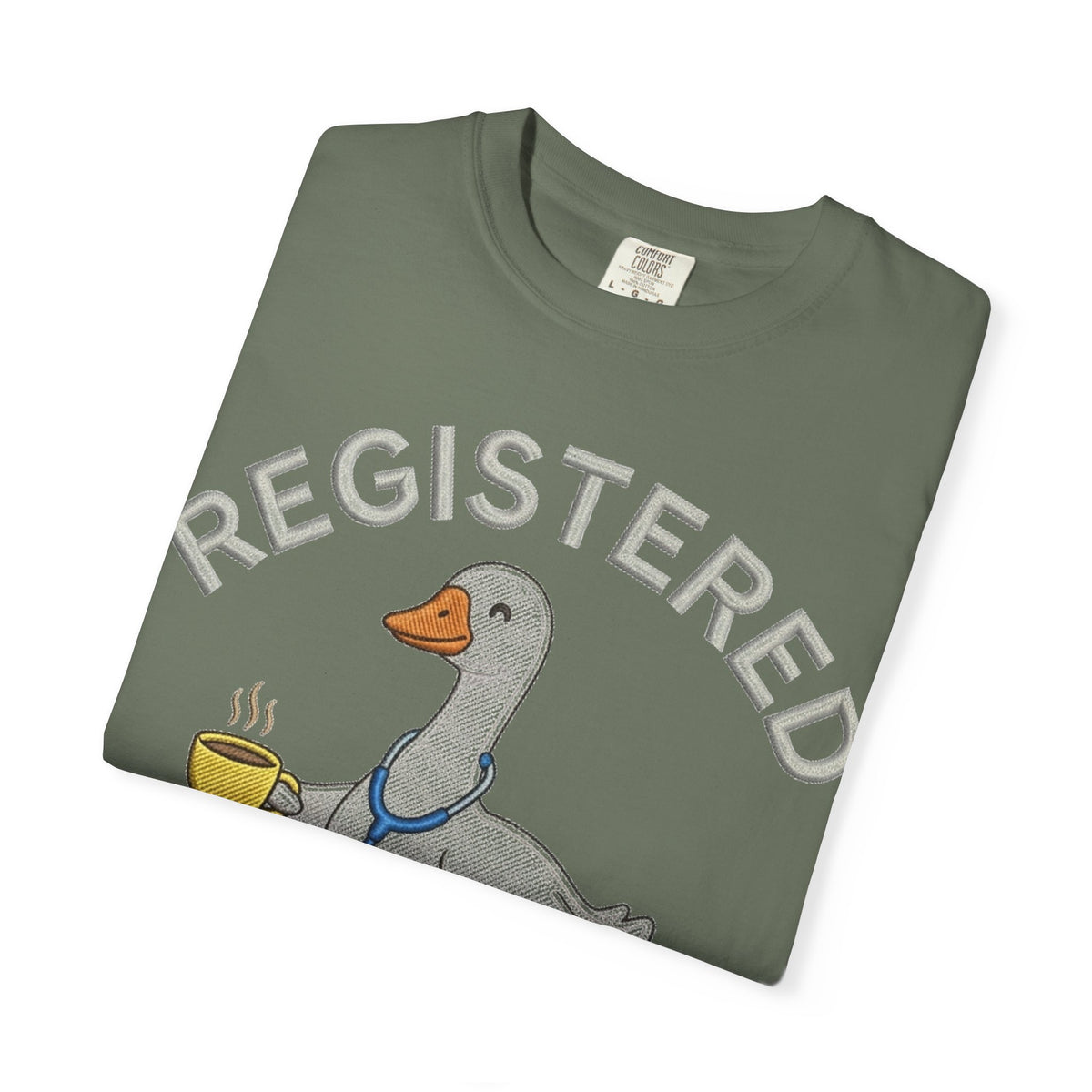 Registered Silly Goose Straight Text Shirt, Embroidered Look Nurse Goose Tee, Funny RN Shirt, Nurse Gift