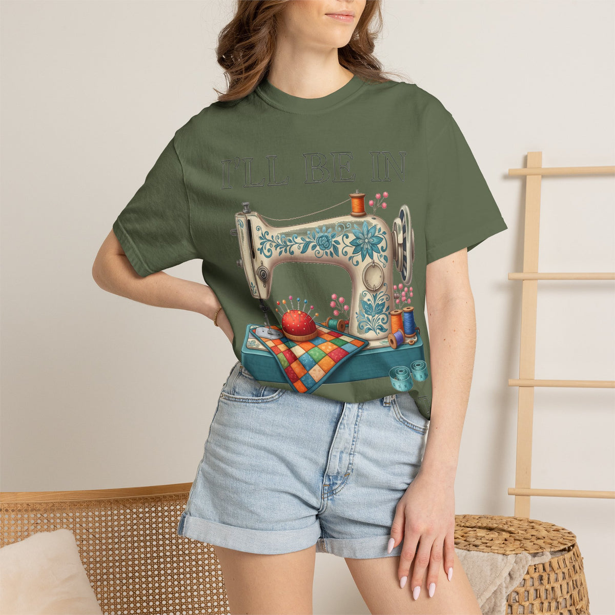 I'll Be In My Office Cream Sewing Machine Shirt, Quilter Humor Tee, Vintage Seamstress Shirt, Sewing Gift
