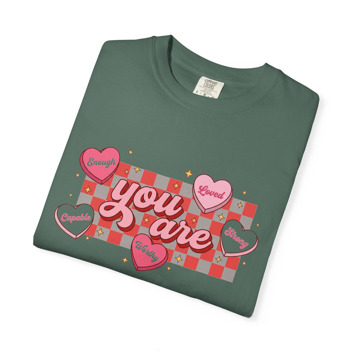 You Are Enough Candy Heart Shirt, Red Check Affirmation Tee, Valentines Self Love Shirt, Gift For Her