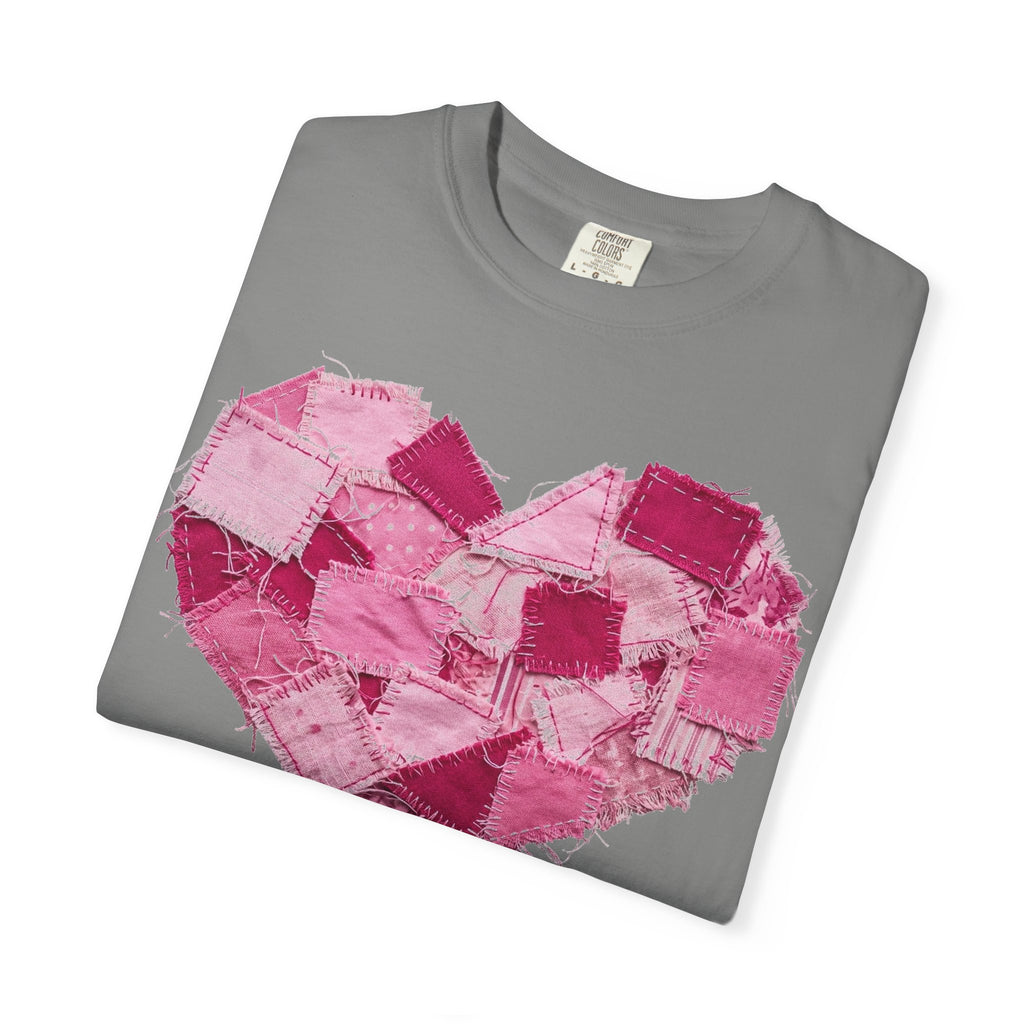 Scrappy Patchwork Heart Shirt, Frayed Quilt Valentine Tee, Cottagecore Heart Shirt, Quilter Gift