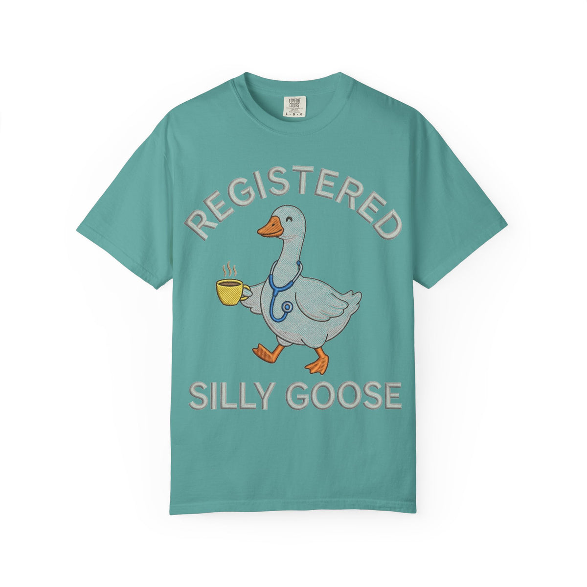 Registered Silly Goose Straight Text Shirt, Embroidered Look Nurse Goose Tee, Funny RN Shirt, Nurse Gift