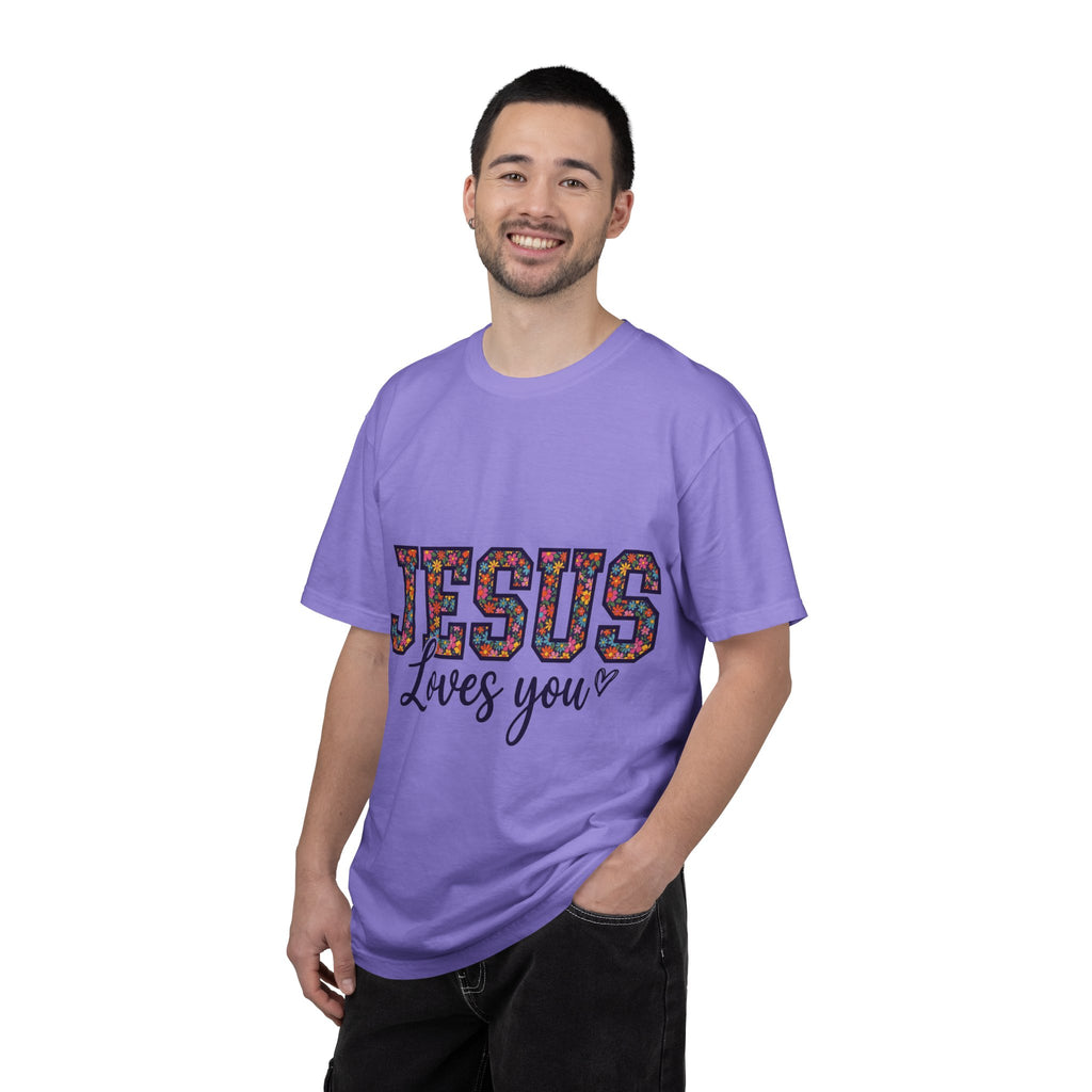Jesus Loves You Shirt, Floral Varsity Christian Tee, Faith Statement Shirt, Church Gift