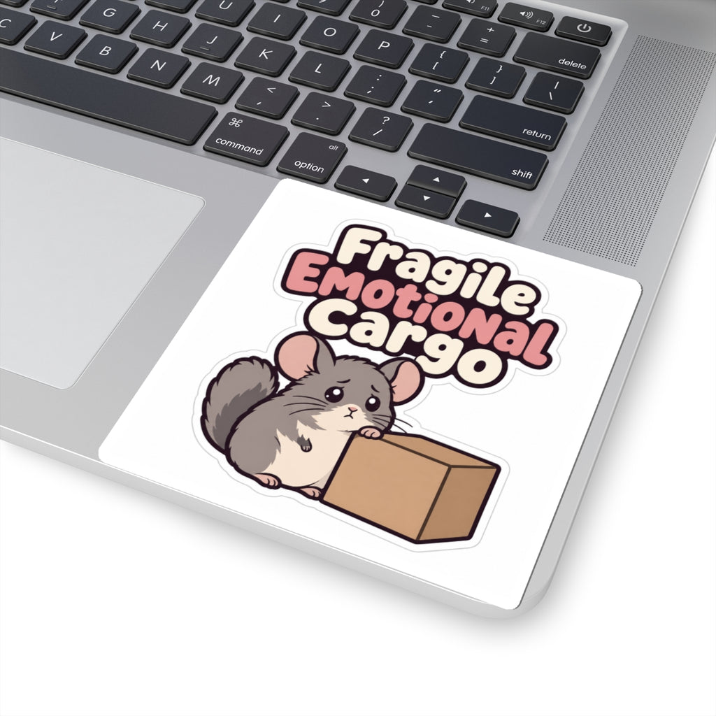 Fragile Emotional Cargo Sticker, Funny Laptop Decal, Cute Chinchilla Vinyl Sticker