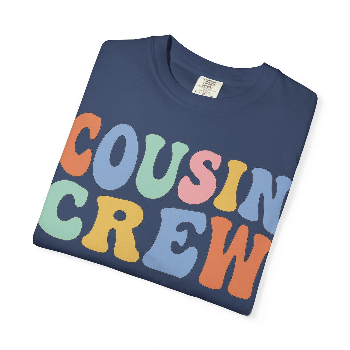 Cousin Crew Wide Groovy Shirt, Pastel Retro Letter Tee, Family Reunion Matching Shirt, Cousin Gift
