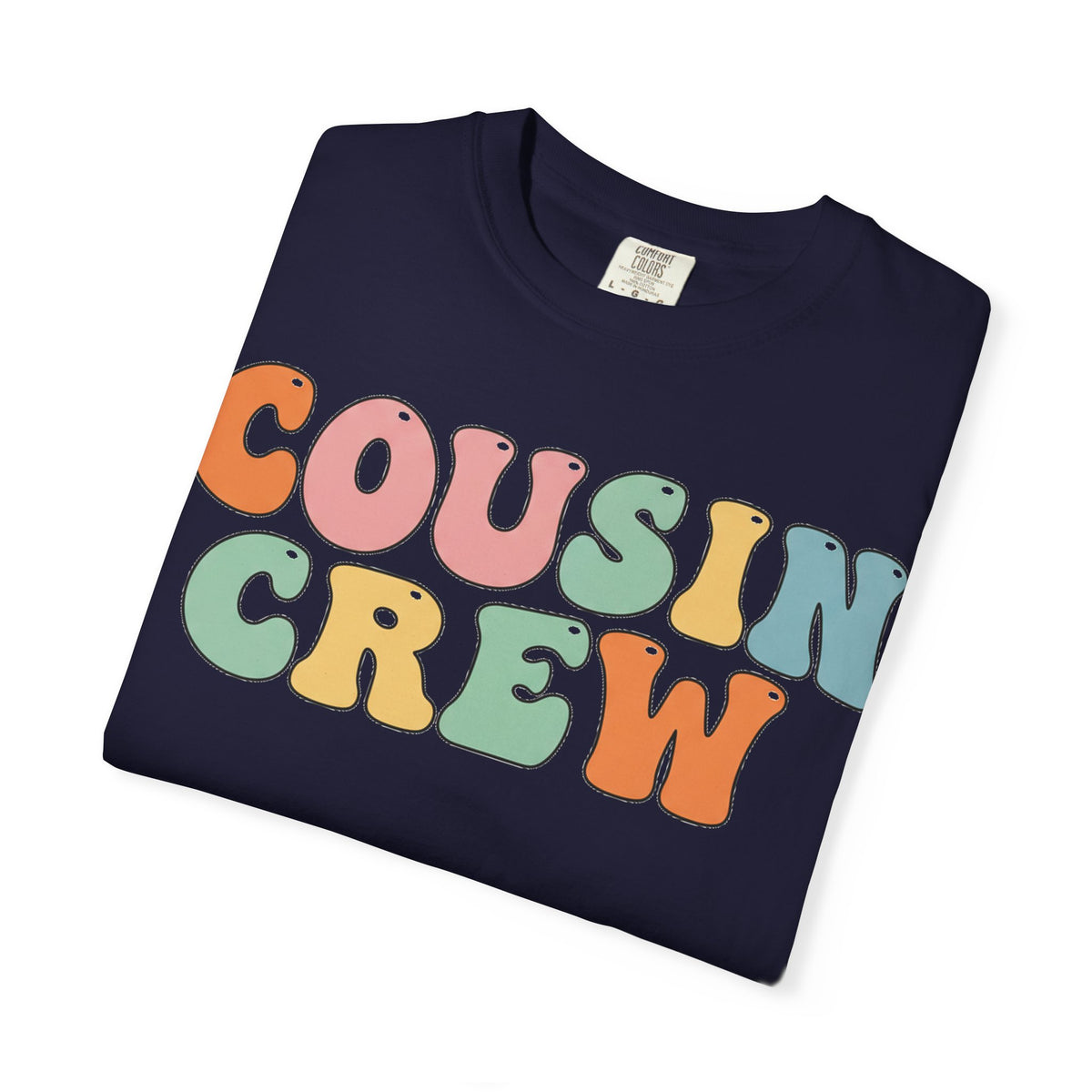 Cousin Crew Stacked Shirt, Groovy Retro Pastel Tee, Matching Cousins Reunion Shirt, Family Gift