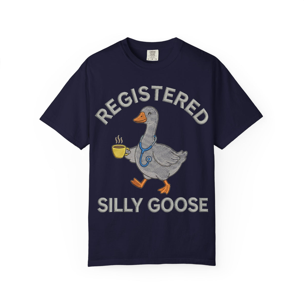 Registered Silly Goose Straight Text Shirt, Embroidered Look Nurse Goose Tee, Funny RN Shirt, Nurse Gift