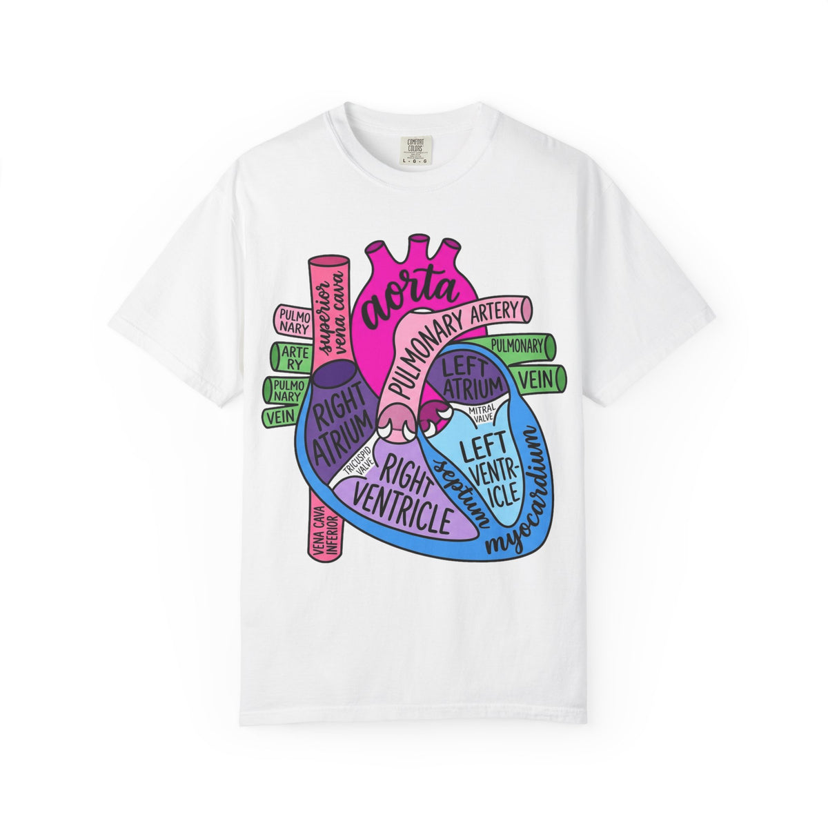 Anatomical Heart Diagram Shirt, Labelled Cardiac Anatomy Tee, Cardiology Nurse Shirt, Med Student Gift