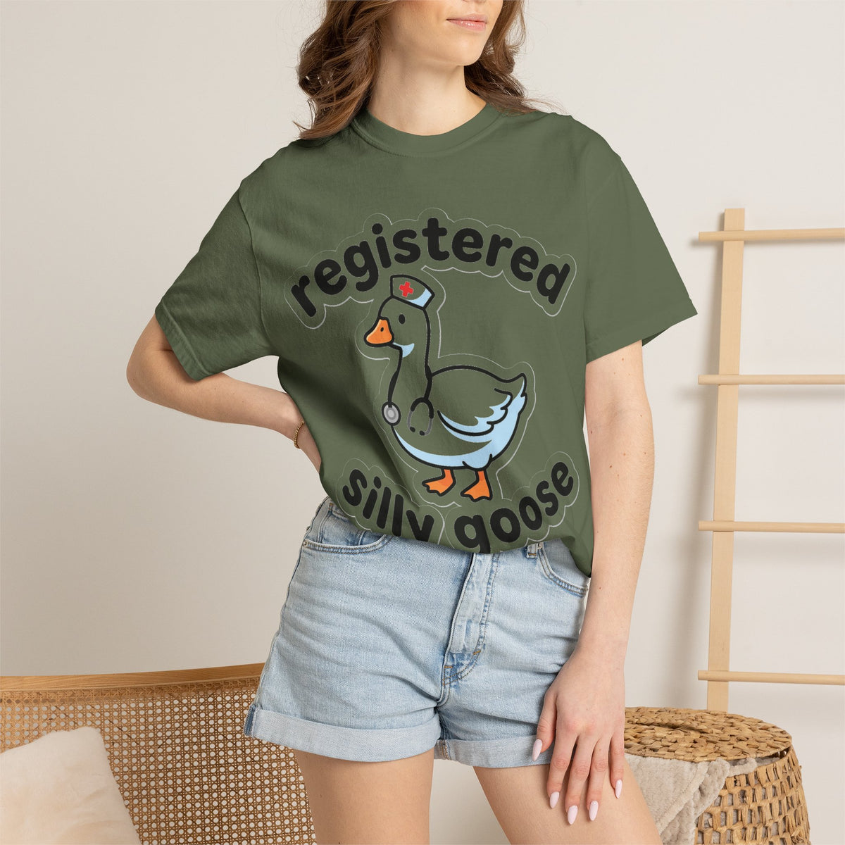 Registered Silly Goose Sticker Style Shirt, Die Cut Nurse Goose Tee, Funny RN Shirt, Nurse Gift