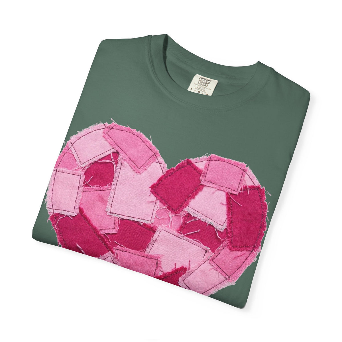 Patchwork Heart Shirt, Frayed Pink Quilt Heart Tee, Shabby Chic Valentine Shirt, Cozy Gift