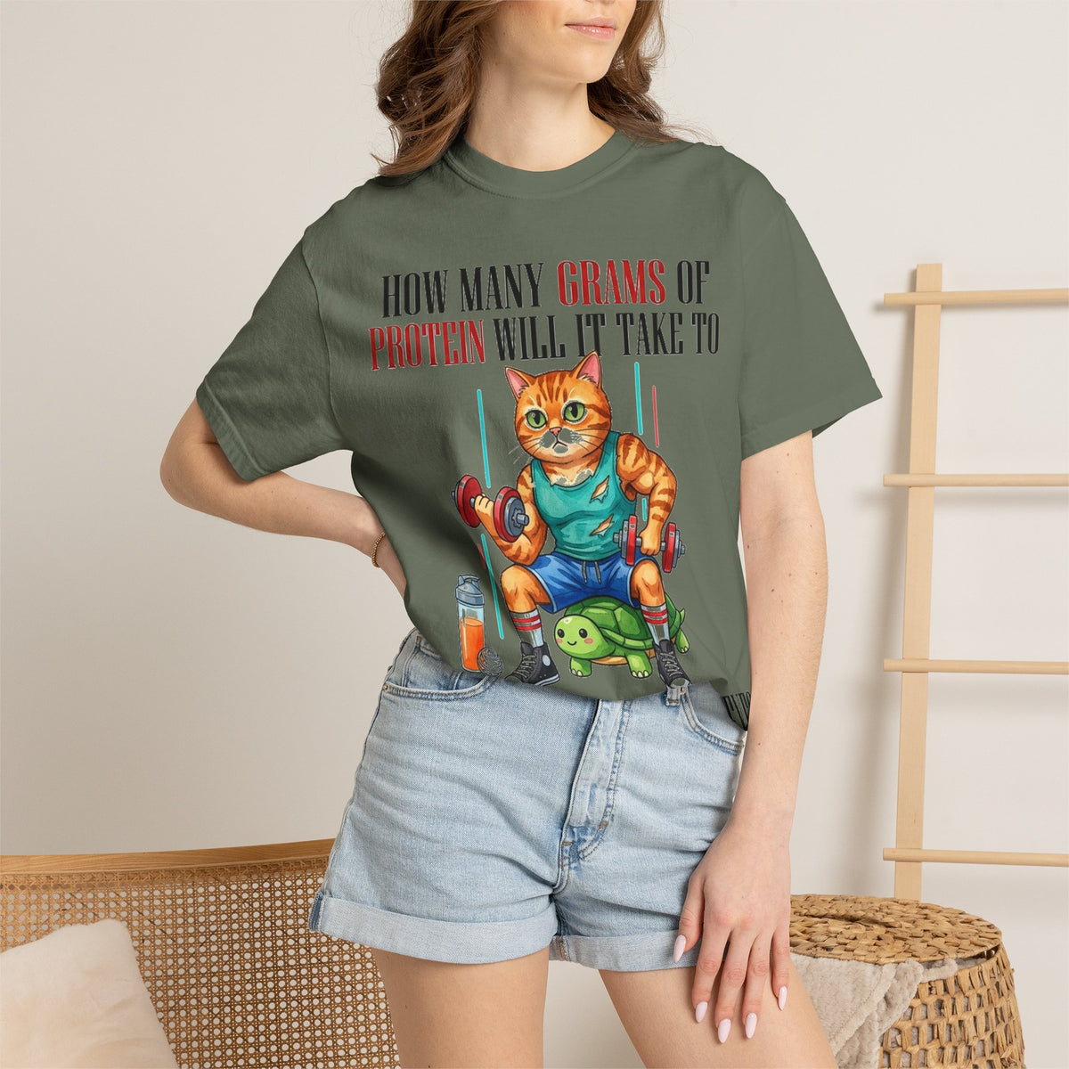 How Many Grams Of Protein Restore The Light In My Eyes Wide Shirt, Buff Gym Cat Tee, Funny Lifting Shirt, Gym Gift