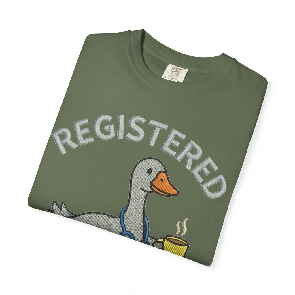 Registered Silly Goose Shirt, Faux Embroidery Nurse Goose Tee, Funny RN Shirt, Nurse Gift