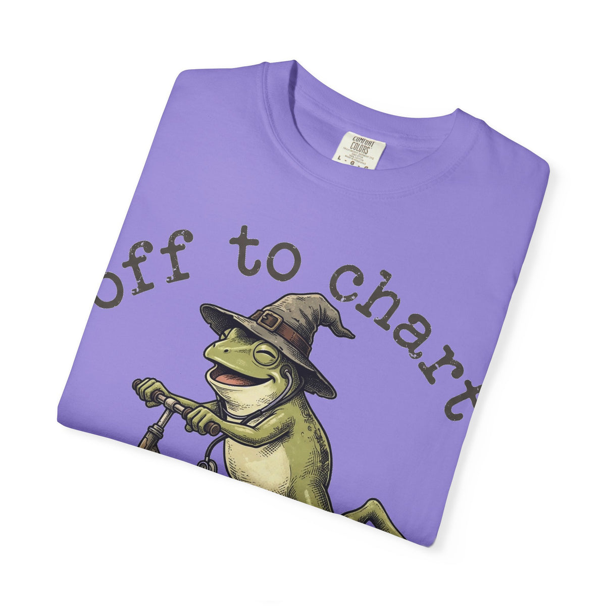 Off To Chart Grinning Frog Shirt, Nurse Frog Scooter Tee, Funny Charting Shirt, RN Gift
