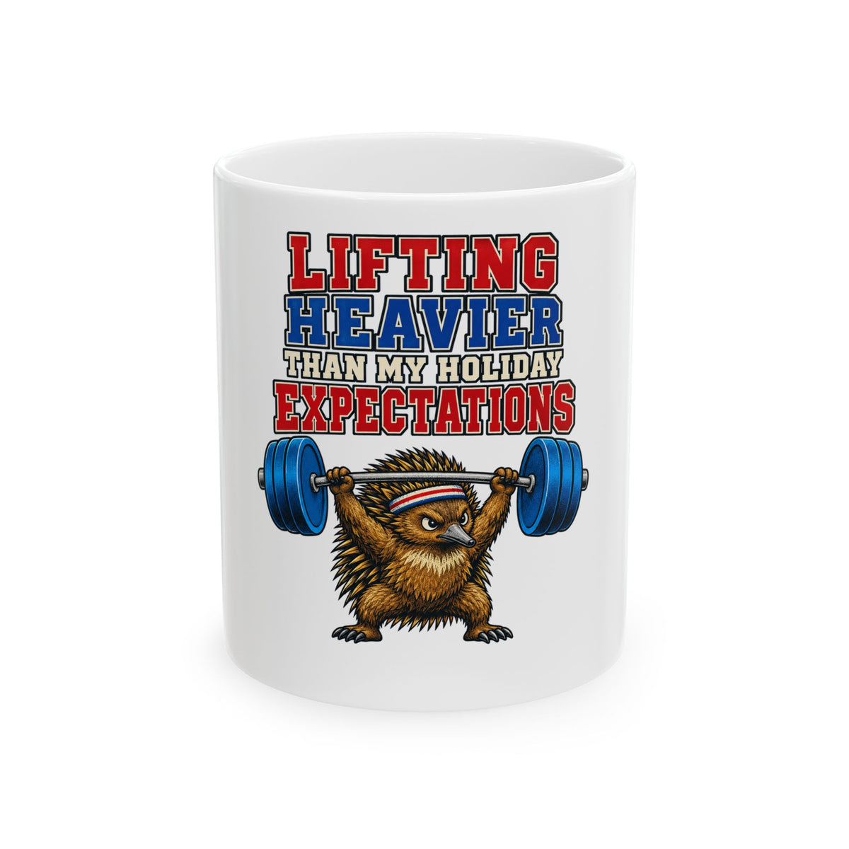 Lifting Heavier Than My Holiday Expectations Mug, Funny Gym Lover Christmas Gift, Secret Santa Stocking Stuffer, 11oz 15oz Coffee Mug