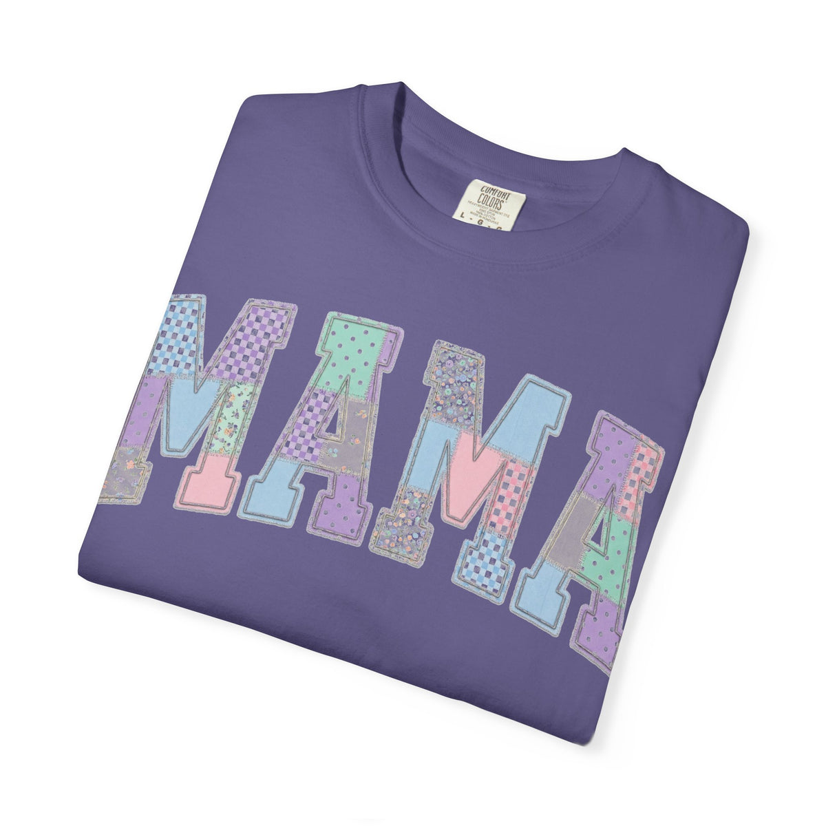 Mama Patchwork Shirt, Pastel Faux Applique Varsity Tee, Shabby Chic Mom Shirt, Mothers Day Gift