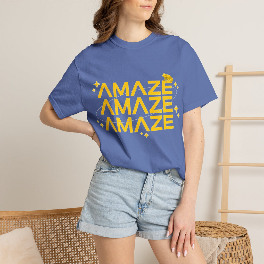 Amaze Amaze Amaze Shirt, Retro Stacked Type Tee, Tiny Frog Graphic Shirt, Funny Minimal Gift