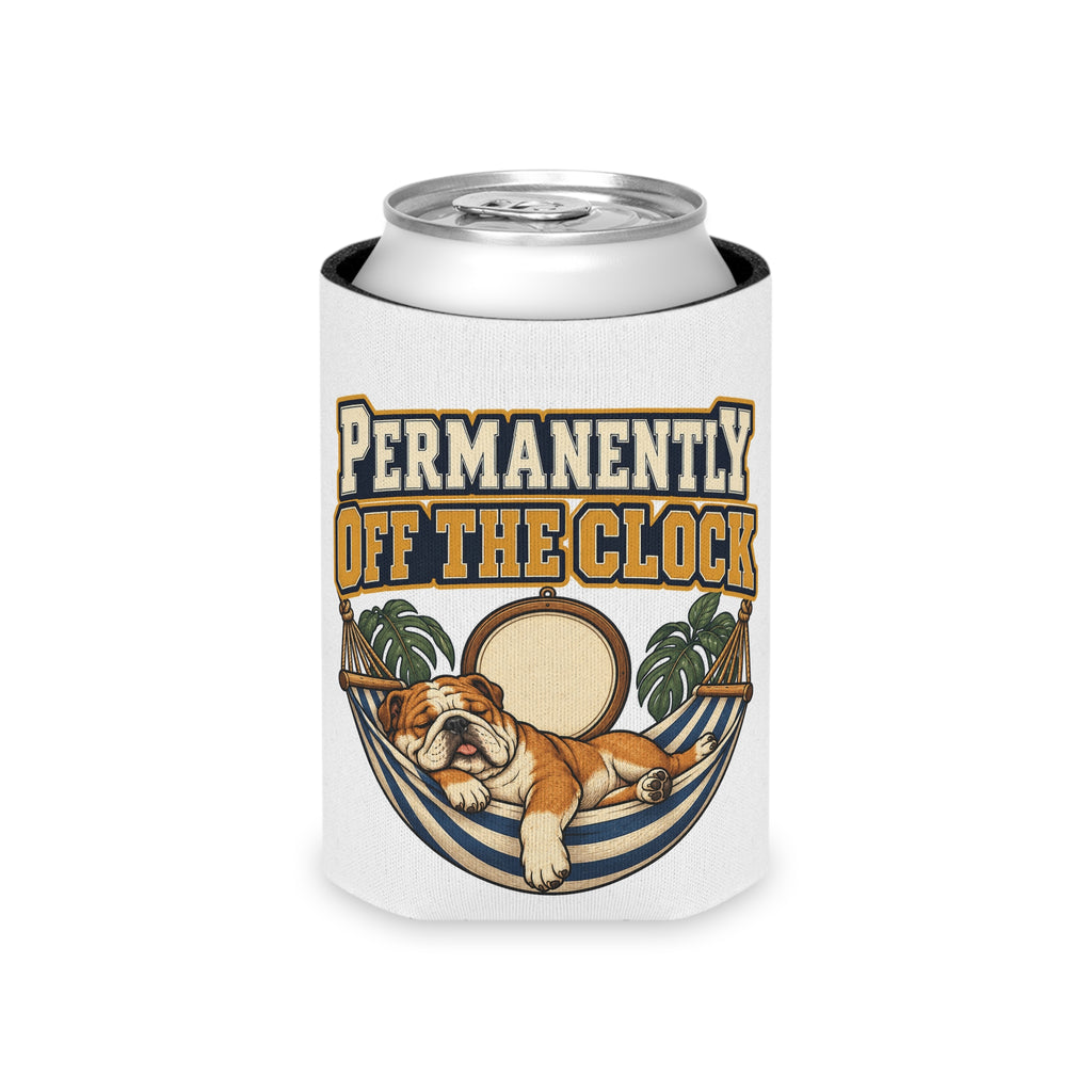 Permanently Off The Clock Can Cooler, Funny Beer Can Sleeve, Retirement Gift Stocking Stuffer
