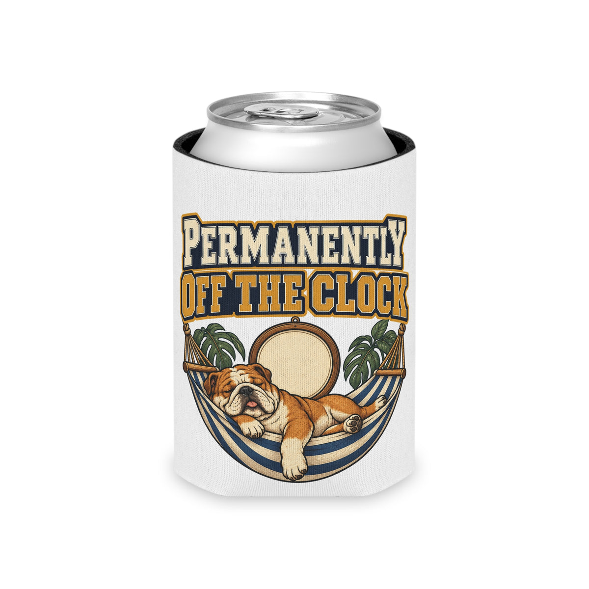 Permanently Off The Clock Can Cooler, Funny Beer Can Sleeve, Retirement Gift Stocking Stuffer