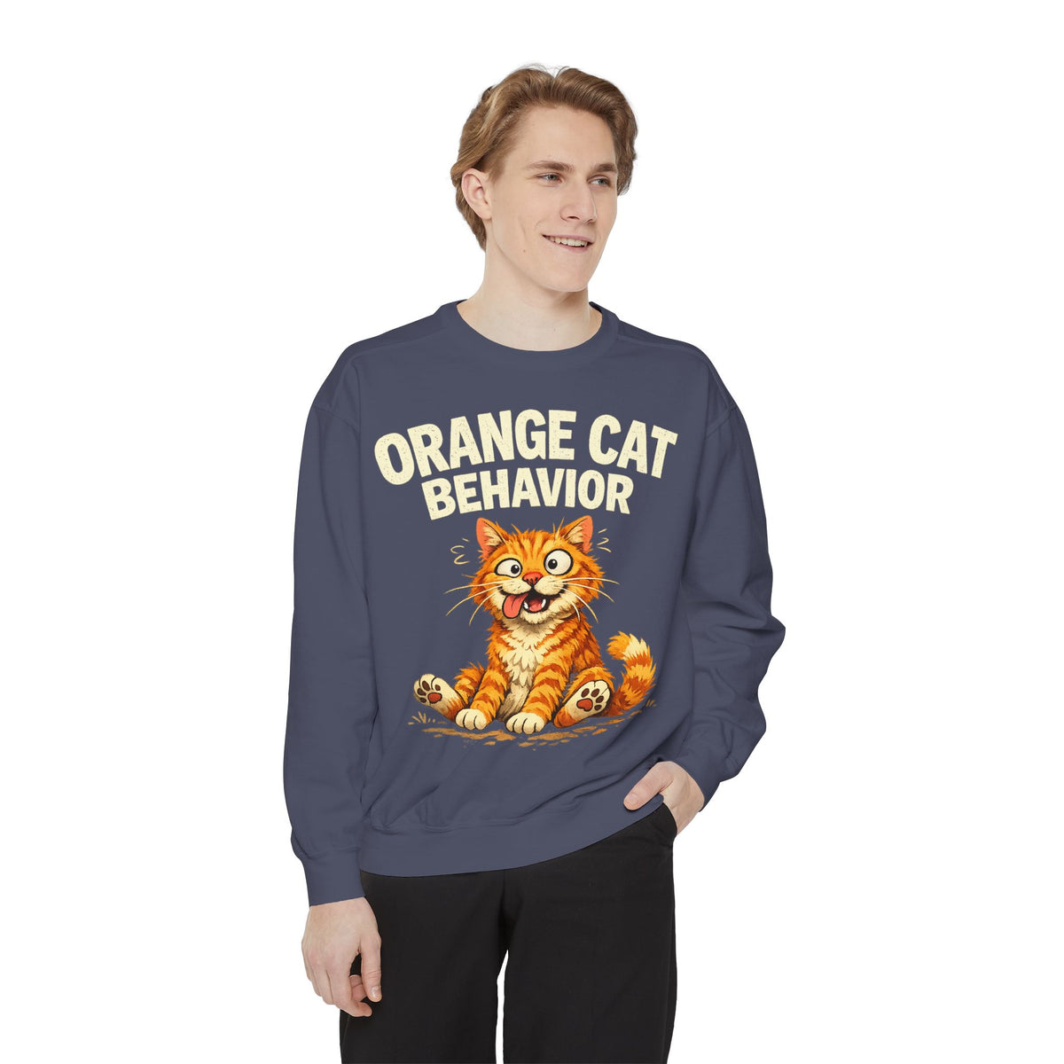 Orange Cat Behavior Sweatshirt — Cute Ginger Kitty Graphic Pullover