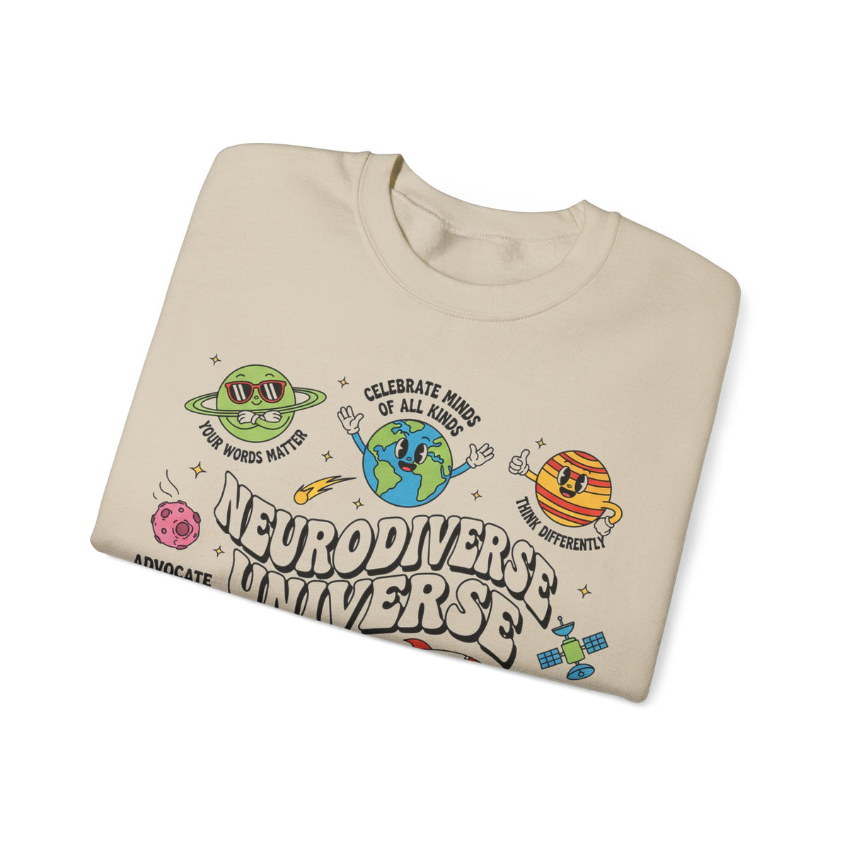 Neurodiverse Universe Sweatshirt, Retro Planets Autism Acceptance Sweatshirt, Special Education Teacher Gift, Neurodiversity Sweatshirt, ADH