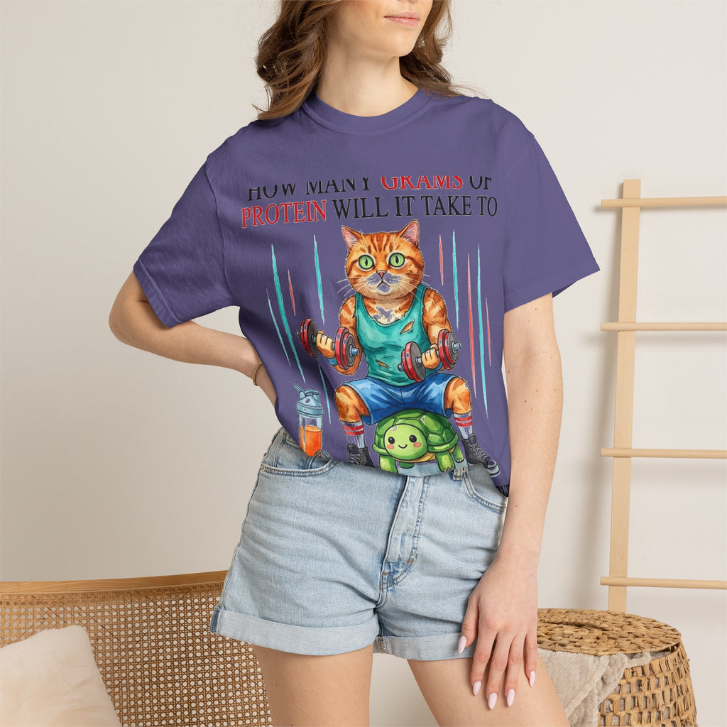 How Many Grams Of Protein Will It Take To Restore The Light In My Eyes Shirt, Funny Gym Cat Tee, Burnout Humor Shirt, Lifter Gift